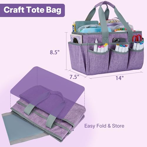 Craft Tote Bag, Art Organizer,Cleaning Supply Caddy, Carrying Bag with Handle for Multi-Purpose, Organizer Caddy for Pets (Purple) - color: Purple