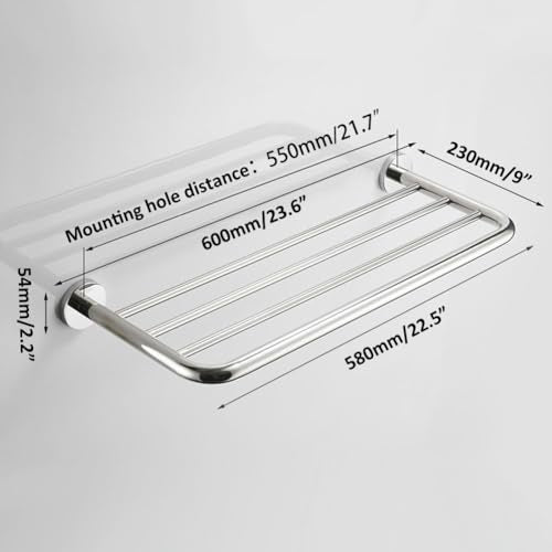 Hotel Towel Racks for Bathroom Wall Mounted, 24 Inch Towel Shelf for Bathroom, 2-Tier Bathroom Towel Rack, Polished Chrome - color: Polished Chrome, size: 24Inches 2PCS