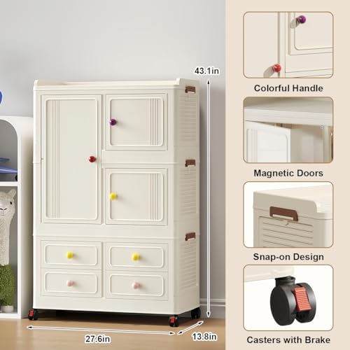 Stackable Storage Bins with 4 Drawers, 314QT Foldable Storage Cabinet with Wheels & Lids, Large Capacity Closet Organizers and Storage for Home, Apartment, Dorm, Closet - Easy No-Tool Assembly - size: Style C