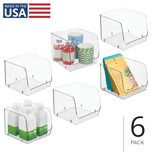 iDesign Stackable Open-Front Storage Bins for Kitchen and Pantry Organization - Set of 6 - Clear - Plastic - style: Pack of 6