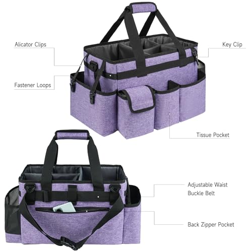 Cleaning Caddy Bag,Large Cleaning Supplies Organizer with Handle for Housekeepers,Purple - color: Purple, size: Large