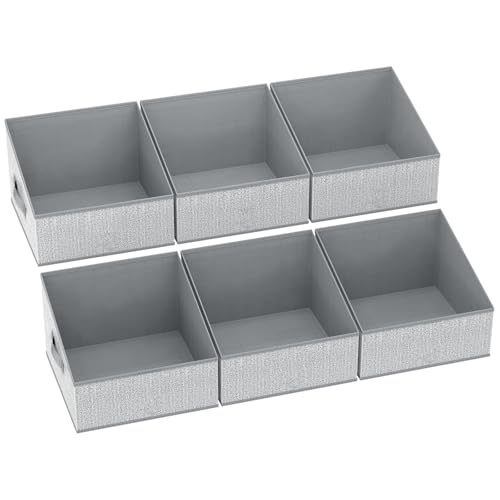 DIMJ Closet Storage Bins - Fabric Storage Baskets for Shelves, Collapsible Closet Organizers and Storage with Handles, Trapezoid Shelf Organization Storage Cubes for Purse, Toys, Books, Towel, Socks - color: Blended Gray, size: 6 Bins 11.4"x11.4"x7.8"