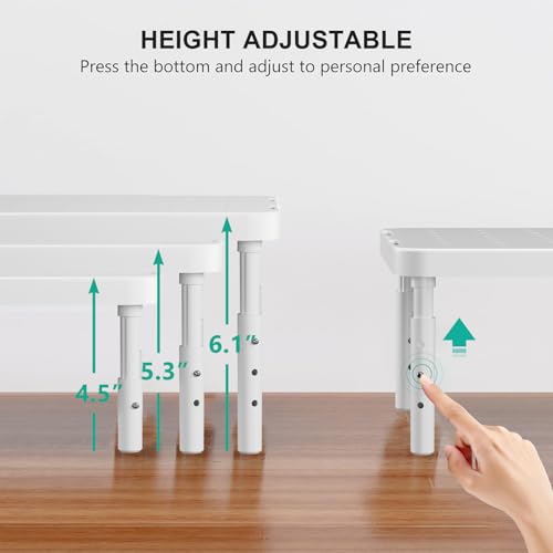 WALI Computer Monitor Stand for Desk, Adjustable Laptop Riser, Desk Monitor Stand Underneath Storage for Office, Home, School Supplies (PTT001-W), 1 Pack, White - color: White, size: Basic