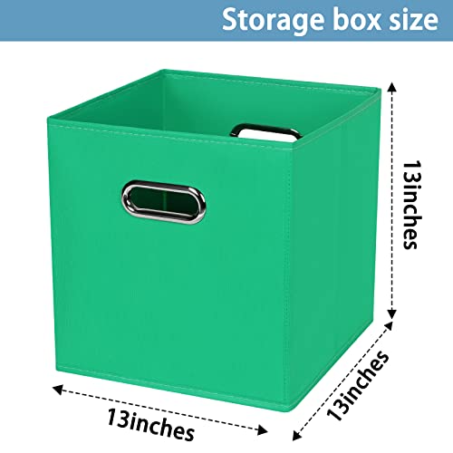 Black Fabric Cubby Storage Bins,13x13x13 Inches,Cube Organizer Bin Foldable Storage Boxes with Dual Handles Fabric Organizer Box and collapsible Storage basket,Set of 3,Green - color: Green, size: 3 Pack