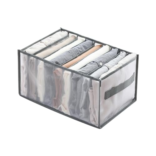 Wardrobe Clothes Organizer 9Grids Visible Closet Organizers Compartment Storage Box with Mesh Separation(grey) - color: Grey, size: 9 Cell