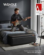 VASAGLE EKHO Collection - Storage Ottoman Bench, Entryway Bedroom Bench, 25 Gallons, Synthetic Leather with Stitching, Mid-Century Modern, Safety Hinges, Loads 660 lb, Ink Black ULOM075B01 - color: Ink Black, style: 25-Gallon Storage Bench