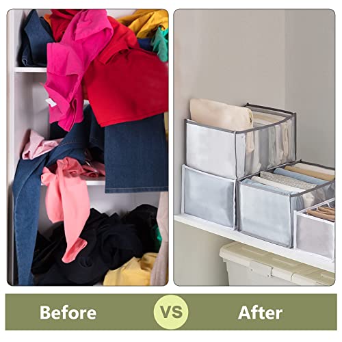 TOOVREN Jeans Organizer Extra Large 9 Grids, Closet Organizer with Foldable Drawer Compartments, Washable Clothing Storage Box 3-Pack - color: Upgraded 3PCS(Large 9 Grids,Gray)