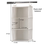 Household Essentials 311342 Hanging Closet Organizer | 3 Pocket Shelves | Natural Canvas - color: Natural