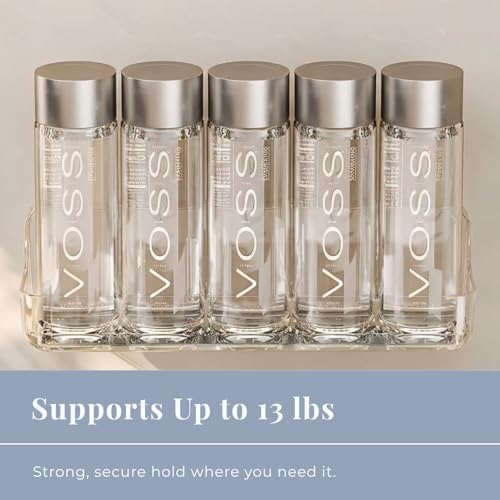No-Drill Acrylic Shower Caddy – Wall Mounted Bathroom Shelf with Drain Holes, Strong Adhesive, Large Capacity for Shower, Kitchen, RV – Sandra Series - size: Large