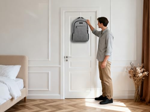Over the Door Metal Hooks with Plastic Coating 1 Year Returnless Refund 5.5" Fit 0.5" to 1 3/8" Door 2 Pcs Heavy Duty Single Towel Robe Rack Wreath Bathroom Shower Hanger Shoe Organizer Ironing Board - color: A: WT 5.5" fit 0.5" to 1 3/8" door 2pcs