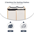 STO STO 2-Section Laundry Sorter with Bamboo Frame, Rolling Laundry Hamper Basket with Removable Bags and Lockable Wheels, Laundry Cart for Clothes Storage in Bedroom & Laundry Room, Beige - size: 2-Section