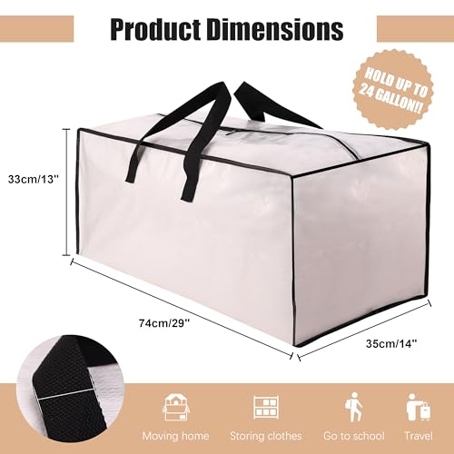 NATURELUX Heavy Duty Moving Bags with Backpack Straps and Strong Handles, Alternative to Moving Boxes and Storage Totes for Dorm Room Essentials, 12 Pack, Clear - color: Clear, size: 93 L - 12 pcs - Backpack