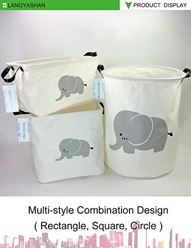 LANGYASHAN Laundry Basket Canvas Fabric Collapsible Organizer Basket for Storage Bin Toy Bins Gift Baskets Bedroom Clothes Children Nursery Hamper (Elephant) - color: Elephant