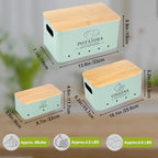 Kitchen Vegetable Storage Set of 3, Metal Onion Garlic Potato Storage Set, Kitchen Canisters Vegetable Keeper Containers with Aerating Holes and Wooden Lid (Sage Green) - color: Sage Green