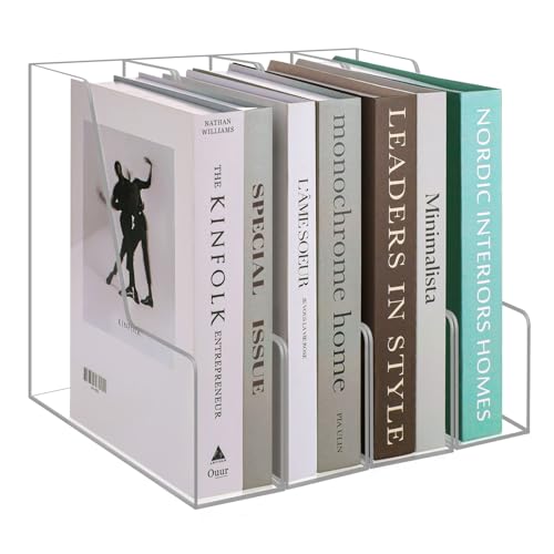Clear Acrylic Magazine Rack, Vertical File Holder, Desk Organizer Storage Stand for Office, 4 Pack - color: Clear4