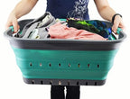 SAMMART 42L (11 gallon) Collapsible Plastic Laundry Basket - Foldable Pop Up Storage Container/Organizer - Space Saving Hamper/Basket (1, Grey/Turquoise Blue) - color: Grey/Turquoise Blue