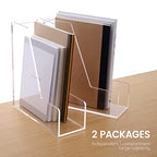 HeZone Magazine Holder, Clear Acrylic Desk Organizers, File Organizer for Desk, Magazine Rack- Desktop Book Storage -Independent Vertical 1 Space-2 Pack - style: 2PC-A4