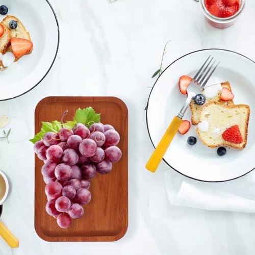 Rectangle Ring Dish Wood Jewelry Tray Trinket Key Decorative Holder Organizer for Necklace Bracelet Display Wedding Party Decor Serving Dishes 7.87 Inch - color: Rectangle