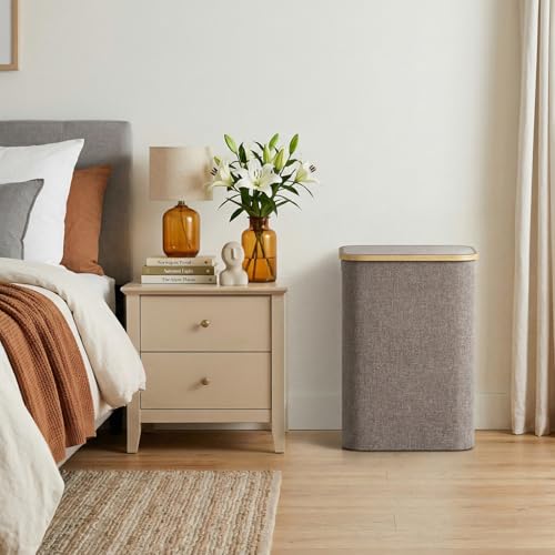 Lifewit 80L Laundry Basket with Lid, Clothes Hampers for Laundry with Bamboo Handles and 1 Removable Bag, Large Foldable Laundry Hamper for Bedroom, Bathroom, Dorm, Laundry Room, Brown - color: Brown, size: 80L