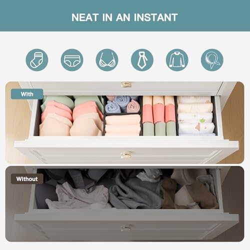 Criusia Drawer Organizer Clothes, 21 Pack Dresser Organizer for Baby Clothes, Underwear, Sock - Foldable Closet Organization and Storage Dividers Bins for Nursery, Bedroom (Black) - color: Black, size: 21PACK