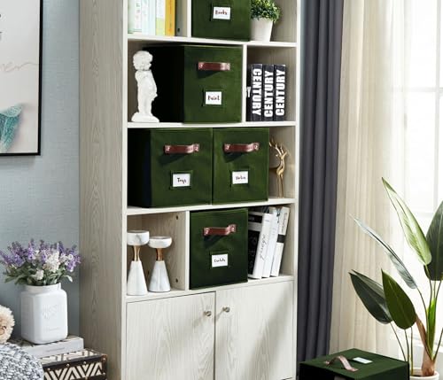 DECOMOMO Storage Cubes, 13x13x13 Storage Cube Bins with Labels, Fabric Organizer Bins (13" / 6pcs, Olive Green) - color: Olive Green, size: Cube 13" / 6pcs