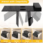 Couch Cup Holder Tray,Sofa Armrest Organizer with Cup Holder, No-Slip Couch Caddy with 2 Side Storage Pockets,Foldable Table Tray,Sofa Table Organizer for Drinks,Cellphone,Remote Control
