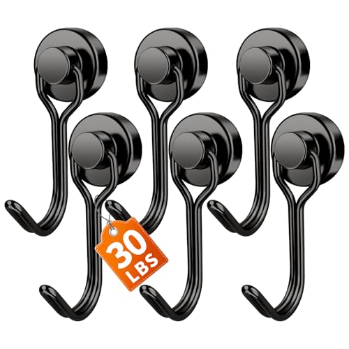 FINDMAG Magnetic Hooks, 30lbs+ Magnet Hook 2026 Cruise Ship Essentials, Strong Refrigerator Hook for Hanging, Heavy Duty Magnetic Hooks for Cruise Cabins Locker Kitchen Classroom Grill 6 Pack (Black) - color: Black, size: 6Pack 30Lbs+
