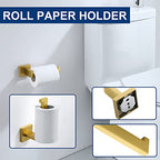 5 Pieces Bathroom Hardware Accessories Set Brushed Gold, 24Inch Bathroom Towel Rack Set SUS304 Stainless Steel, Square Bath Towel bar Set Wall Mounted, Heavy Duty - color: Brushed Gold, size: 24" 5pcs