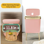 Procade Bathroom Trash Can with Lid, 4 Gallon Pink Garbage Can, Tall Plastic Trash Bin with Push Button, Slim Gold Trash Can Waste Basket for Room, Bedroom,Office,Kitchen - color: Pink