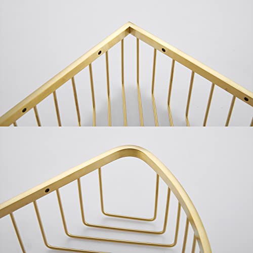 Bathroom Shower Caddy Corner Shelf Basket, Ultra Sturdy Rust-Proof Stainless Steel Shelf Organizer Shampoo Holder, Wall Mounted Storage Rack for Bathroom Kitchen, Brushed Gold - color: Gold, size: 90° Corner (1 Pack)