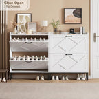 Nicetree Shoe Cabinet with 2 Flip Drawers, Freestanding Shoe Organizer, Shoe Cabinet with Metal Legs, Narrow Shoe Rack Cabinet for Entryway, Foyer, Hallway, White - color: Alabaster, style: 2-Drawers