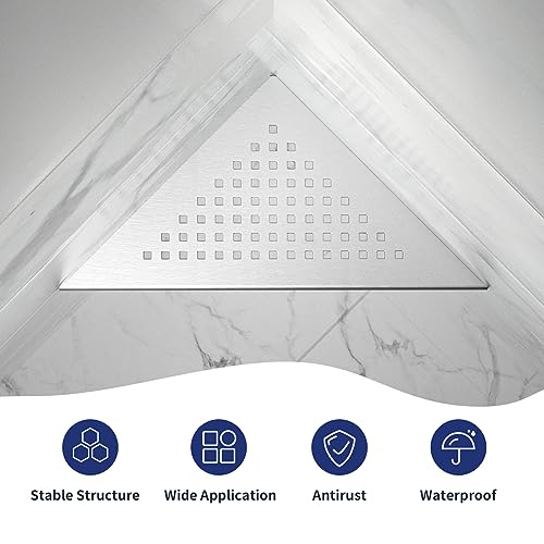 8'' Corner Shower Shelf 2 Pack, 304 Stainless Steel Grout in Shelves for Tiled Wall, Recessed Bathroom Shelf Rack (8'', Silver) - color: Silver, size: 8''