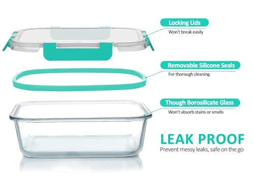 [80 oz & 36 oz]Extra Large Glass Food Storage/Baking Containers Set with Lids, 2 Pack 80 oz(10 cup)&2 Pack 36 oz (4.5 cup)Airtight Glass Container,Microwave,Oven,Freezer and Dishwasher, Green - color: Clear