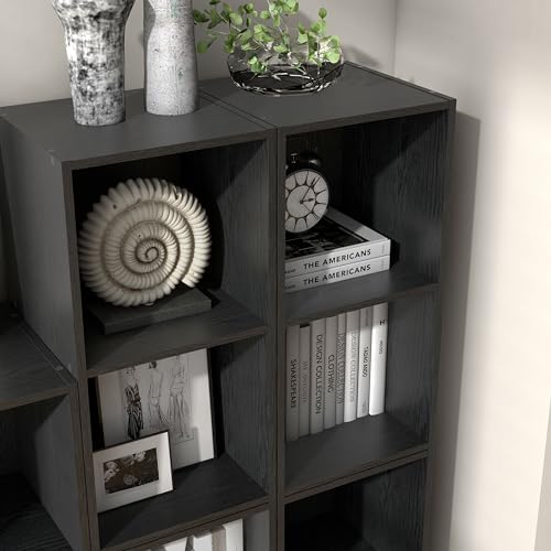 Homes: Inside + Out Apexa 2-Cube Storage Organizer Shelves, Stackable Wood Bookcase Fits Cubby Bins for Organization, Dorm Teen Room Decor & Home Office, Black - color: Black, size: 2-Cube