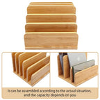 Desk File Mail Organizer Countertop, 5 Slots Bamboo Folder Sorter Holder for Letter, Envelope, Paper, Bill Filing, Desktop Tray Organizer for Office & Home