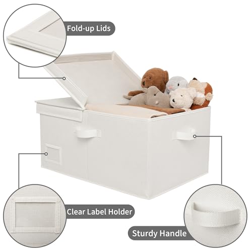 GRANNY SAYS Fabric Storage Bins with Lids, Decorative Storage Boxes, Closet Basket for Shelves, Extra Large Storage Bins for Clothes, Toy Storage Chest, Ivory, 2-Pack - color: Ivory, size: Extra Large - 2 Pack