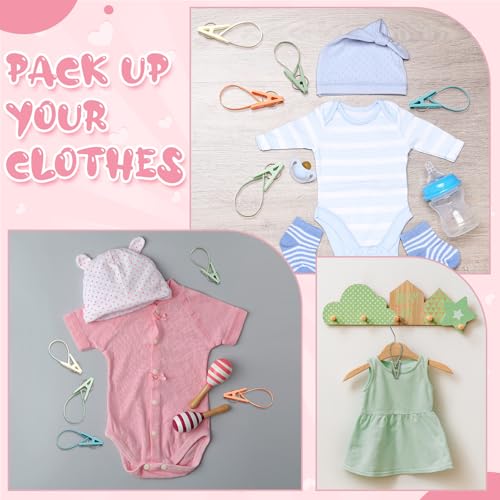 Honeydak 60 Pack Multi-Purpose Laundry Hooks Hanging Clips Bulk with Plastic Rope Hanger Clips for Baby Clothes Closet Organizer for Pants Hat Sock Boot Bra Towel Bathroom Wardrobe (Classic Colors) - color: Classic Colors