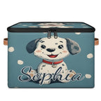 Custom Storage Basket with Name, Personalized Storage Bins with Zipper Lid, Foldable Fabric Storage Box Large capacity with Handle Dalmatian - color: Option 12