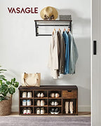 VASAGLE CUSTOS Collection - Storage Bench, Entryway Bench with Cushion, Drawer and Open Compartments, Bench with Storage, Living Room, Bedroom, Closet, Rustic Brown and Chestnut Brown ULHS024T01 - color: Rustic Brown + Chestnut Brown