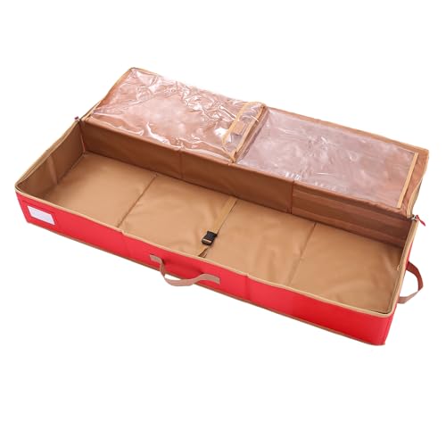 Sattiyrch Gift Wrapping Paper Storage containers,600D Oxford Fabric Christmas Ribbon Gift Bag Bows Storage Box,Holds up to 20 Rolls,42"W x 14"D x 5.5"H (Red) - color: Red