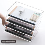 HeZone 4 Tier Paper Organizer for Desk,Acrylic Paper Tray,Clear Stackable Desk Organizer for Document, Office File,A4 Paper - style: 4-layer horizontal tray