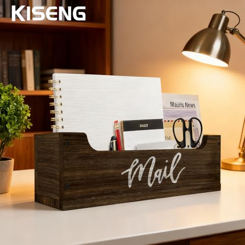 White Wooden Mail Organizer Countertop (Brown + White) - color: Brown + White