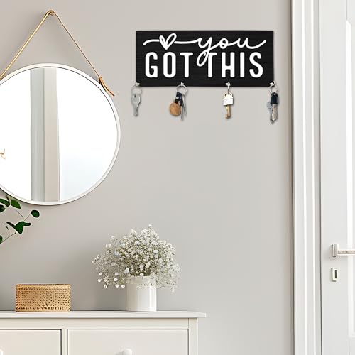 You Got This Wooden Key Holder for Wall - 5"x10" Key Organizer Hanger with 4 Hooks for Home Front Door Hallway Entryway Kitchen - Home Office Decor & Housewarming Gifts Supplies - A03 - color: You Got This