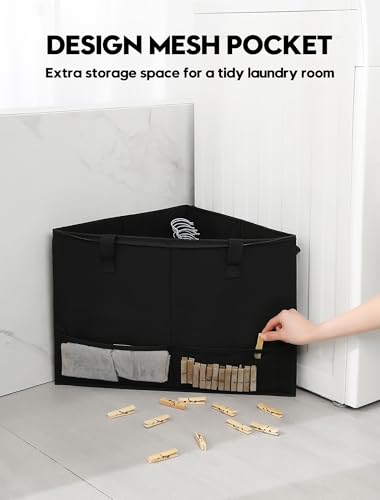 2 Pack Rigid Hanger Organizer, Triangle Storage Bin with Lid, Hanger Holder Stand for Space Saving, Clothes Organizer Stacker for Closet Laundry Rooms - color: Black