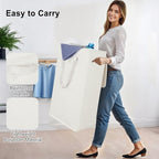 Odonata 75L Slim Laundry Hamper with Lid,Large Foldable Laundry Basket with Removable Bag and Handles Tall Collapsible Dirty Clothes Basket Great for Bedroom, Bathroom, Dorm, College,RV. (Beige, 75L) - color: Beige
