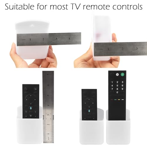 2 Pack White Remote Control Holder, Self adhesive Wall Mount Storage Box for TV and Air Conditioner Remote Controls, Pen Holder Organizers and Accessories for Home Office School - color: Set of 2-White