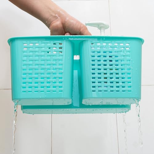 Tiawudi Portable Shower Caddy, Caddy Organizer with Handle, Plastic Shower Basket Hold Soap, Shampoo, Hair Supplies and Beauty Products, Cleaning Supplies Organizer for Home, Dorm, Shelf and Cabinet - color: Mint