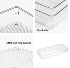 3 Pack Large Clear Plastic Drawer Organizer Tray Cutlery Utensil Makeups Drawer Organizers 15" X 6" - size: 3 Pack 15"x6" Clear Plastic