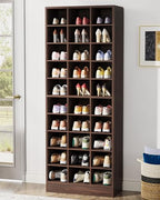 Tribesigns 10-Tier Shoe Storage Cabinet, Espresso Wooden Shoe Rack with 30 Cubbies, Freestanding Tall Entryway Shoe Organizer for Closet, Entryway, Living Room - color: Espresso