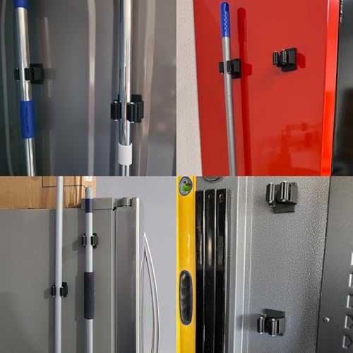 4 Pack Strong Magnetic Mop Broom Holder, Heavy Duty Magnetic Broom Mop Hanger for Cleaning Tools, Wall Mounted Mop Broom Holder for Laundry Garage Kitchen Workshops Shed - size: 4Pcs Magnetic Broom Holder